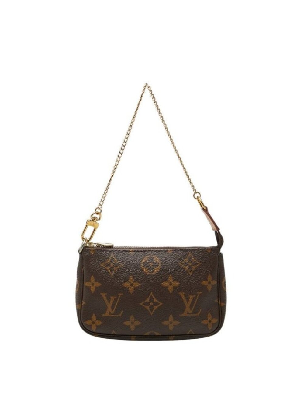 Louis Vuitton Monogram Mini Pochette Pouch Handbag Brown Leather